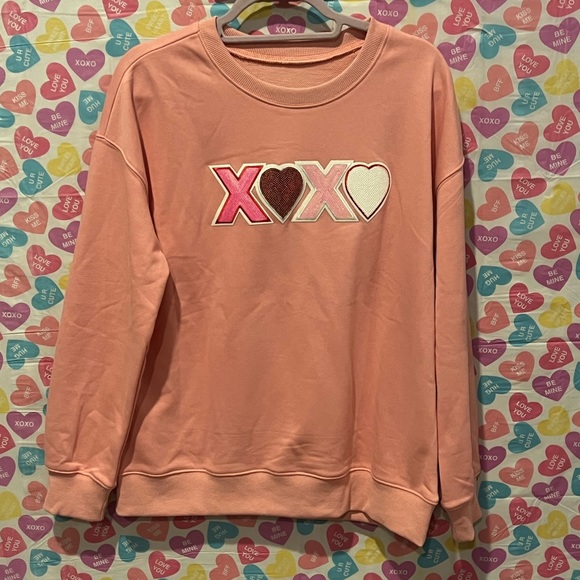 Sweaters - Pink xoxo valentines shirt, brand new soft long sleeve